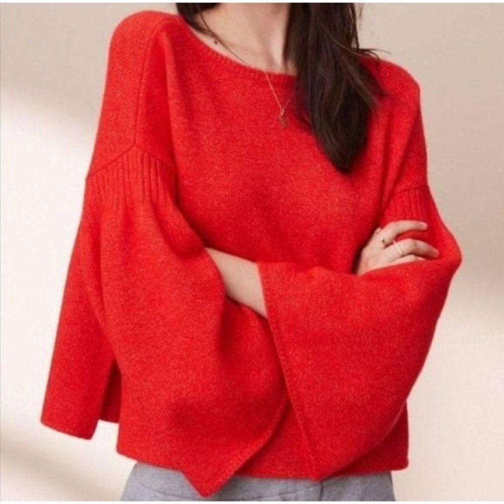 LOU & GREY Red Bell Sleeve Sweater